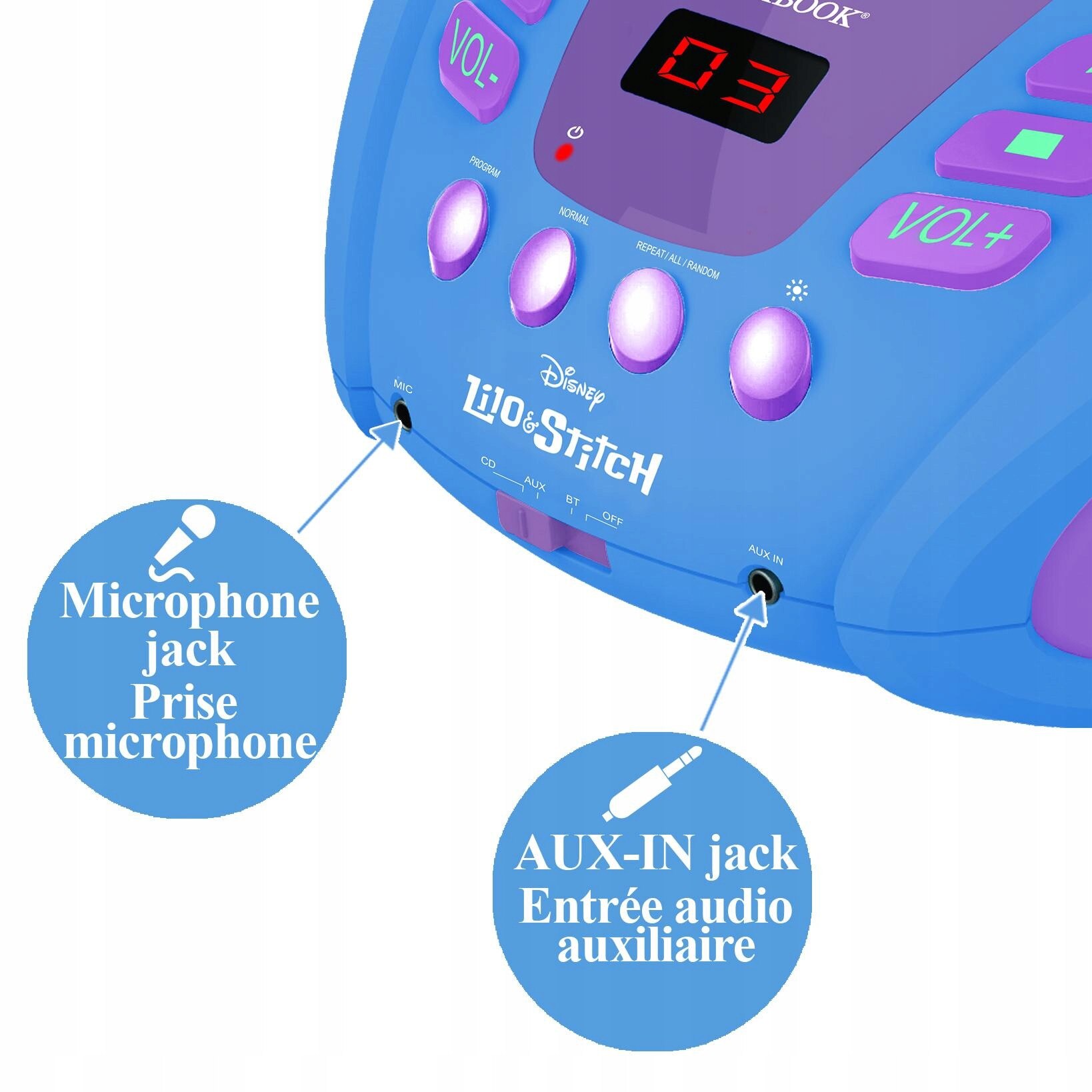 Radio player copii CD Disney Stitch, Lexibook, Bluetooth, efecte