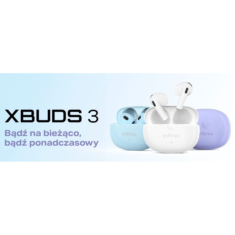 Casti wireless Infinix XBuds 3, reducere zgomot AI, violet, set cu etui