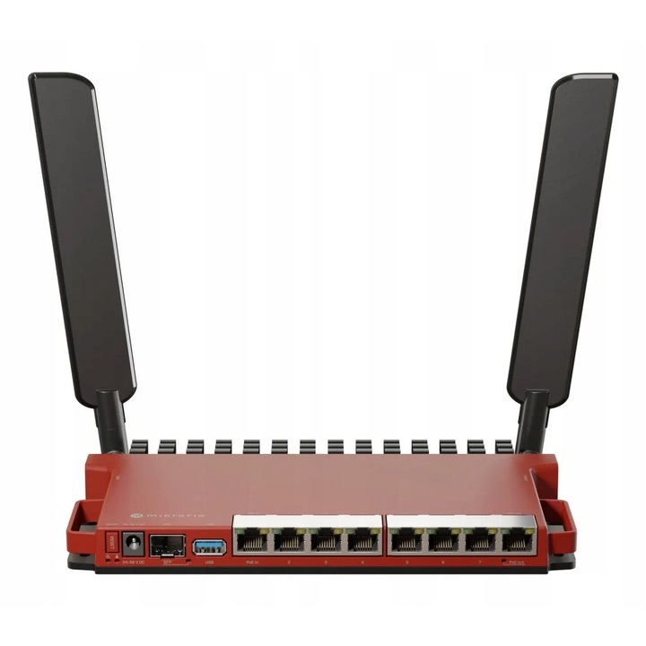 Mikrotik L009UiGS-2HaxD-IN router, Gigabit Ethernet, 2.4 GHz, 8 LAN port, piros
