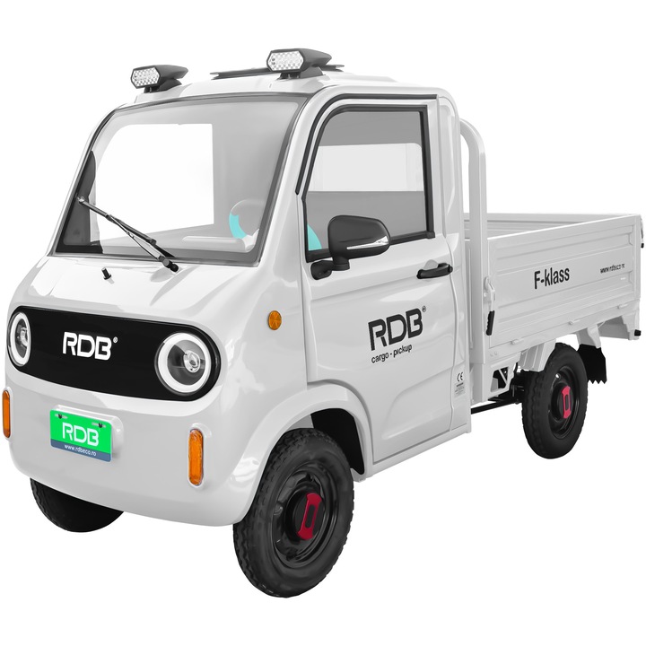 Masina electrica RDB F-KLASS, fara permis, 1500W, 25 km/h, 72V, 58Ah, autonomie 35 km, bena rabatabila, culoare alb