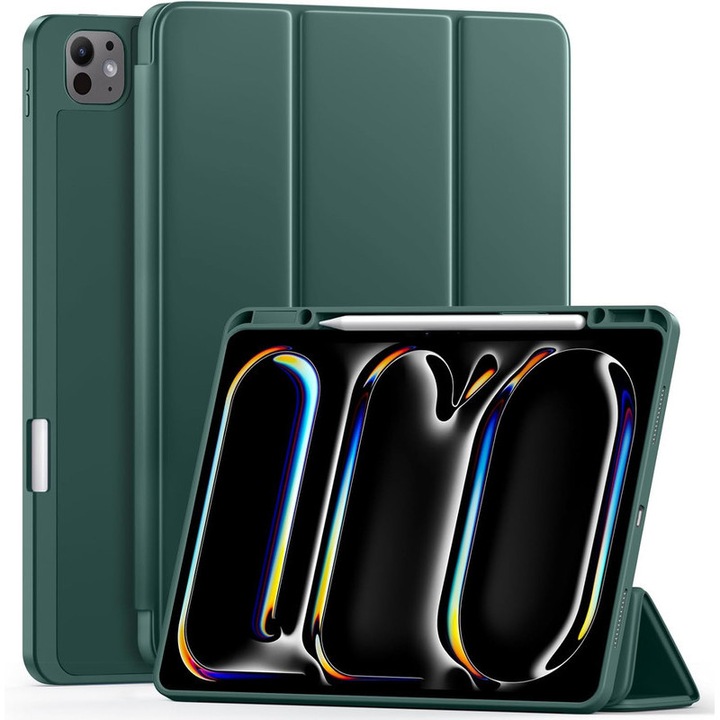 Husa tableta TodyJeyHo, pentru iPad Pro 13 inch, design trifold, verde