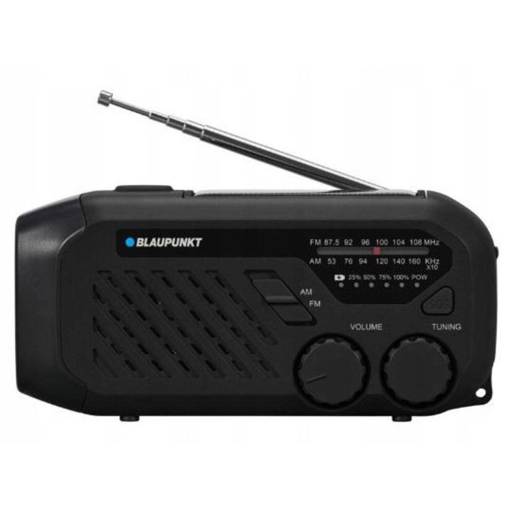 Преносимо радио Blaupunkt ER10, аналогово, със SOS аларма, LED фенерче, 145x70x54 мм, черно