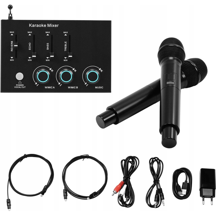 Karaoke szett MM-SC400, Zene, 2 mikrofon, Bluetooth, fekete, 17x11x3cm