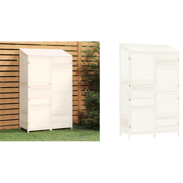 Sopron de gradina, alb, 102x52x174, 5 cm, lemn masiv de brad