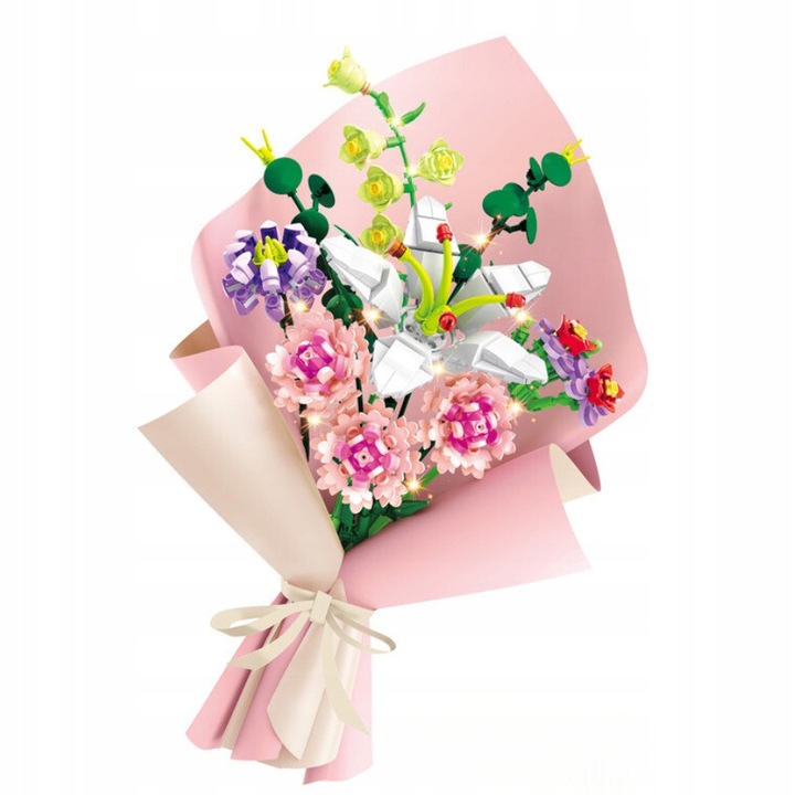 Конструктор QBI, букет цветя, 514 елемента, многоцветен