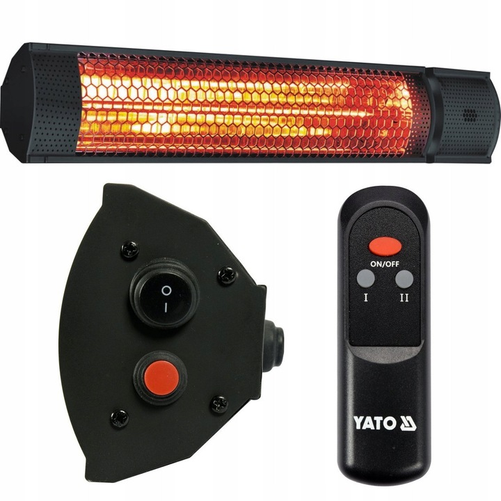 Yato halogén fűtőtest 2000W fekete 67,5x10,5x7,2cm távirányítóval