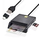 Cititor de carduri inteligente, Rqiurpn, USB, Suporta carduri SIM si inteligente, Negru
