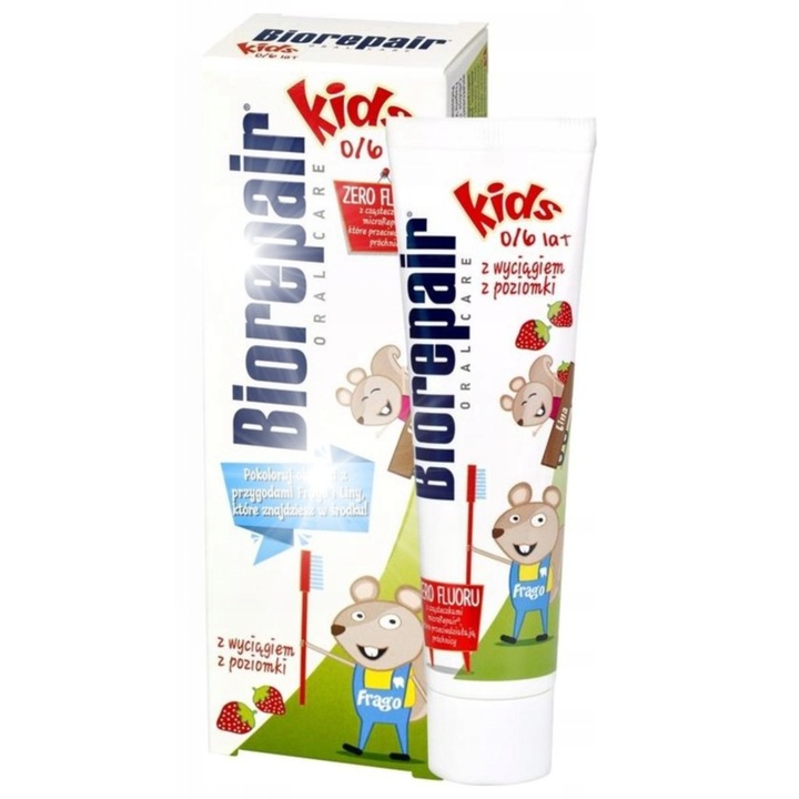 Детска паста за зъби BioRepair, 0-6 години, вкус на ягода, 50 мл