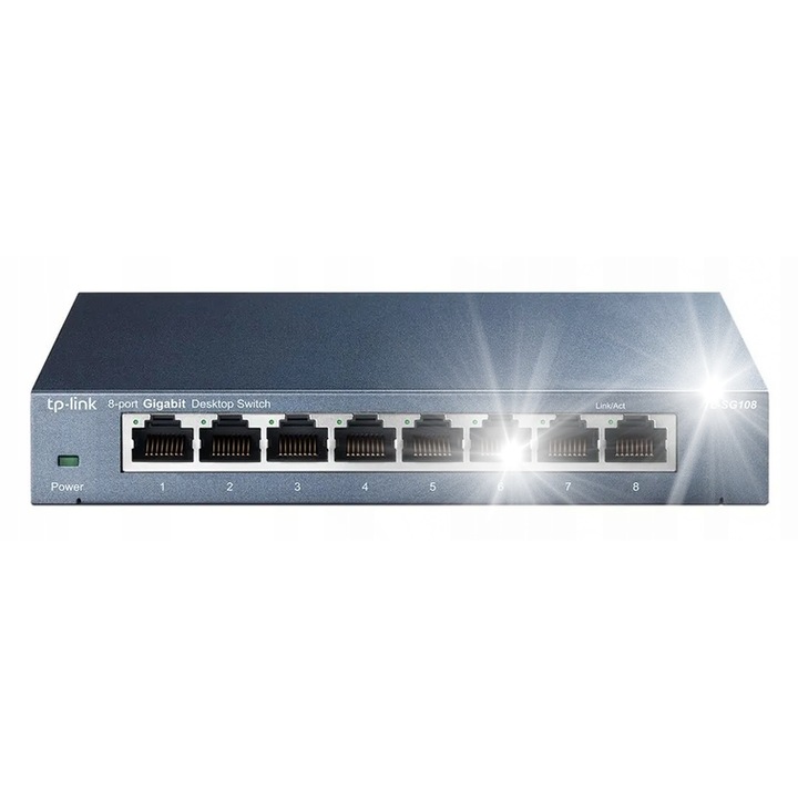 Switch TP-LINK TL-SG108, 8 porturi, metalic, 158x25x101mm