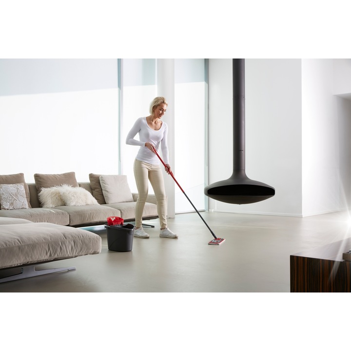 VILEDA UltraMax плосък моп, микрофибър, черно-червен, пълен комплект