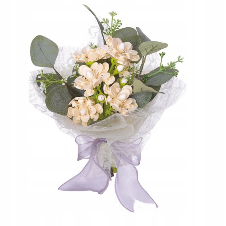 Конструктор QBI, бял букет цветя, 306 части, пластмаса, 8+ години