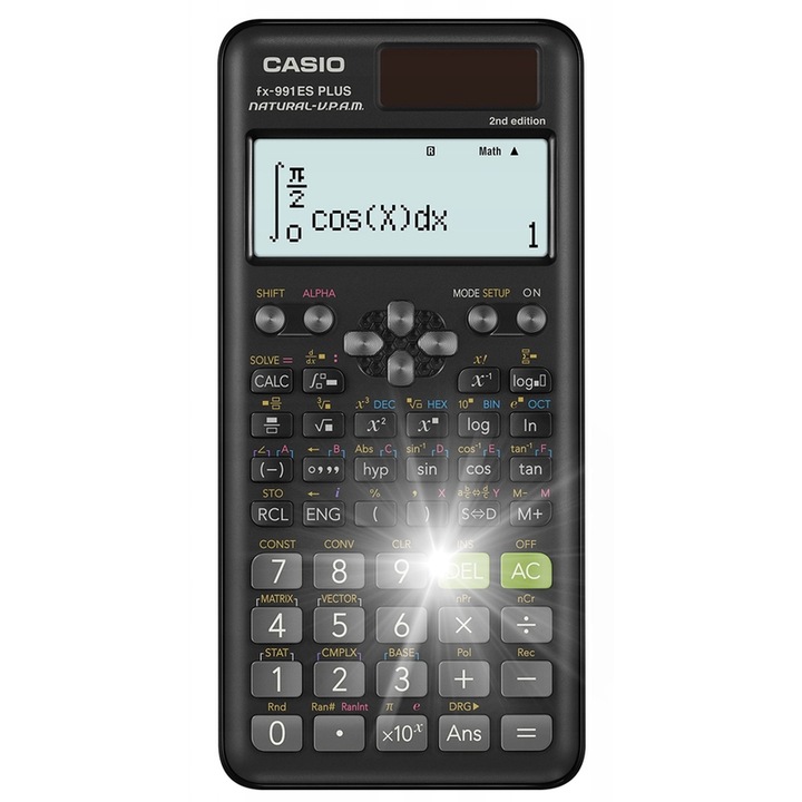 Калкулатор Casio FX-991ES PLUS-2, 417 функции, захранван от слънчева енергия и батерии, 77x162x11 мм
