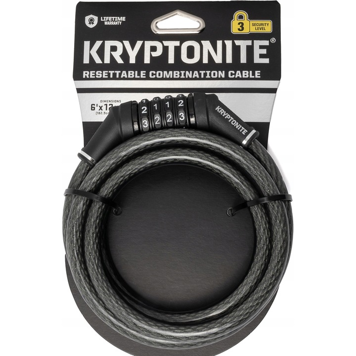 Kryptoflex K003311 kerékpárzár, 12mm, 1829mm, fekete