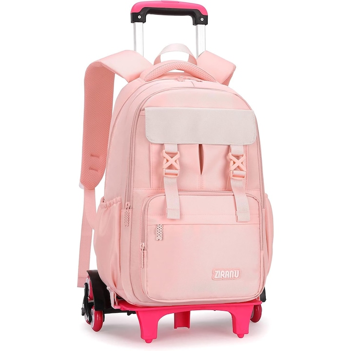 Раница на колела за момичета, XICENRM, розова, 31x20x46см, капацитет 28 литра, водоустойчив материал