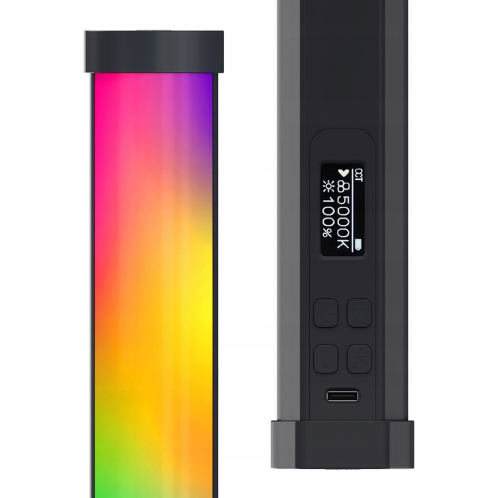 Lampa LED Newell RGB Kathi Nano Pro, 360 culori, 2500-9900 K, 19,4 cm, set cu cablu USB-C si adaptor
