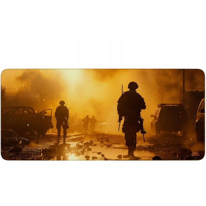 Egérpad, H+R, War Realities XXL, 90x40cm, csúszásgátló, fekete/narancssárga