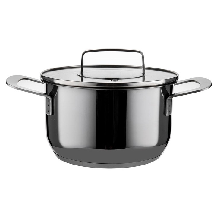 Oala Florina Infinity 16 cm, 1,6 l, inox, capac din sticla cu ventil, fund 5-stratificat