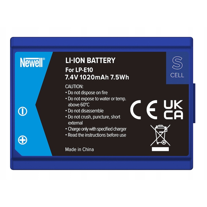Newell SupraCell Protect LP-E10 akkumulátor, 1020 mAh, szélsőséges hőmérsékletnek ellenáll, 49x35x14mm