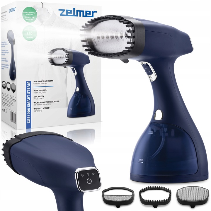 Parownica cu abur ZGS1900, Zelmer, 1500W, 3 accesorii, 300ml, alb