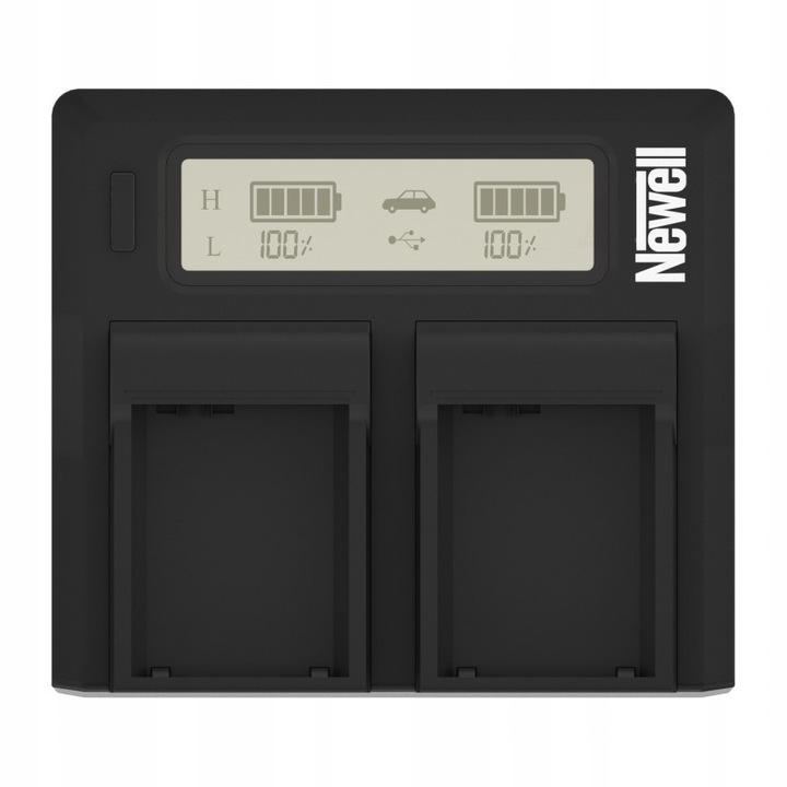 Incarcator dual Newell pentru acumulatori Canon BP-955/975, 12,5x11x4,3cm, cu cablu de alimentare si incarcator auto