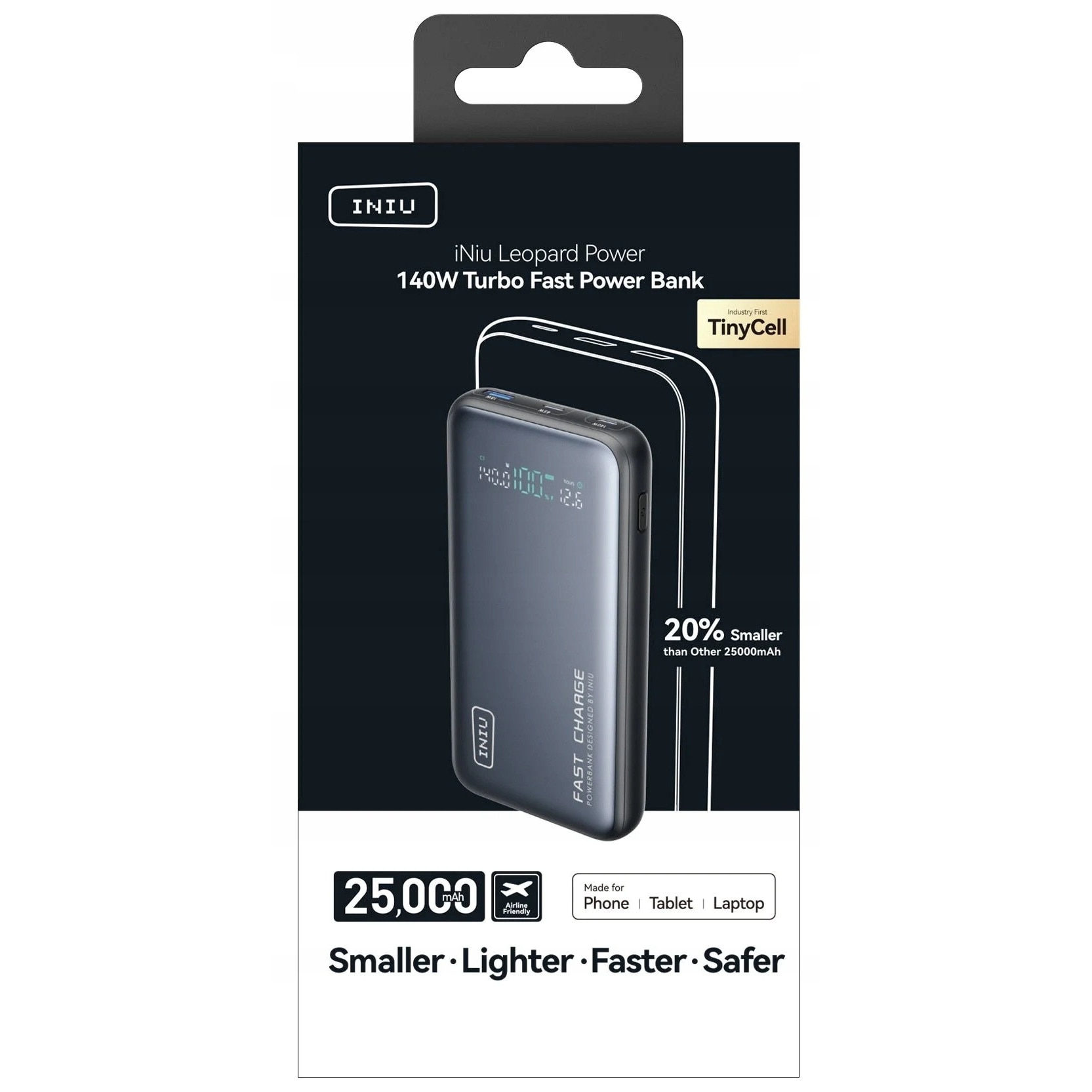 INIU　Power Bank　25000mAh　激速 140W　PSE認証済 Powerbank 25000 mAh 140W, INIU, 3 porturi, negru, slim - eMAG.ro
