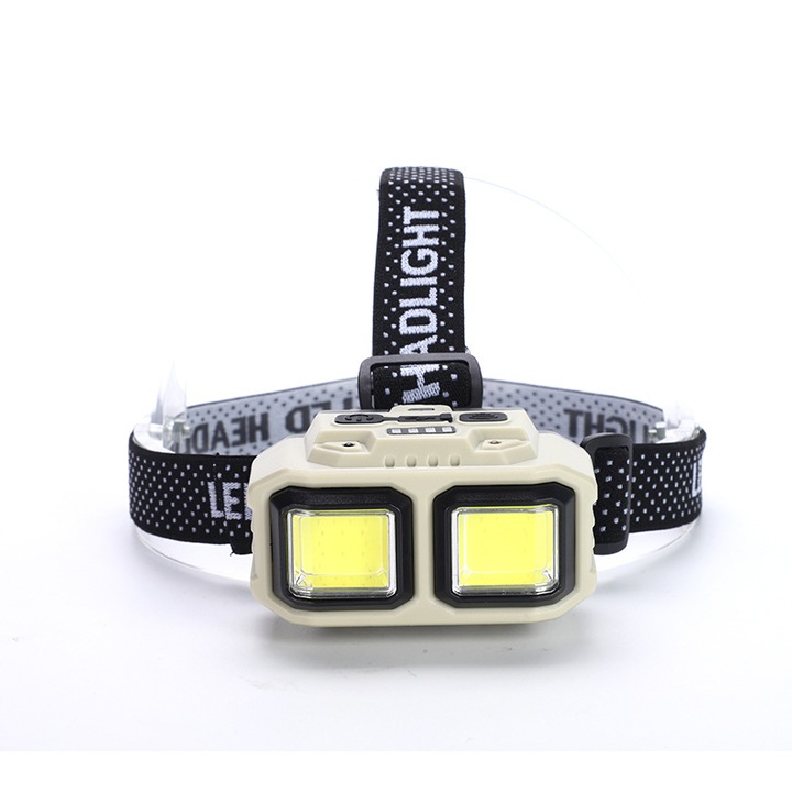 LED Fejlámpa Mozgásérzékelővel, 4 Fény Mód (Erős/Gyenge Fehér, Piros, SOS), USB Type-C Töltés, Vízálló, Kempingezéshez és Szabadtéri Tevékenységekhez