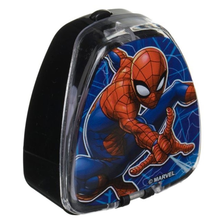 Ascutitoare Tripla din Plastic Spiderman – 6 cm, Cu Recipient, Design Marvel