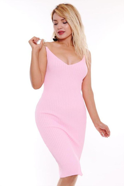 Rochie Mulata, Bretele din Lant, Roz Deschis