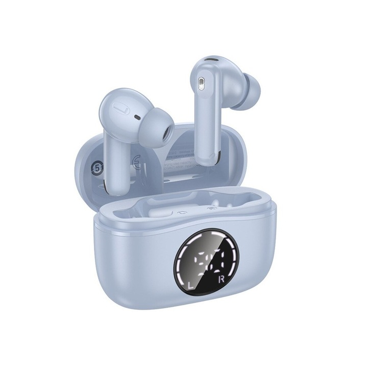 Hoco EQ22, TWS Bluetooth, ANC+ENC, 7 órás üzemidő, digitális kijelző, kék