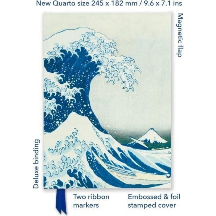 Caiet Notatnik Quatro linia, Flame Tree Publishing, Marele val din Kanagawa, 21x29.7cm