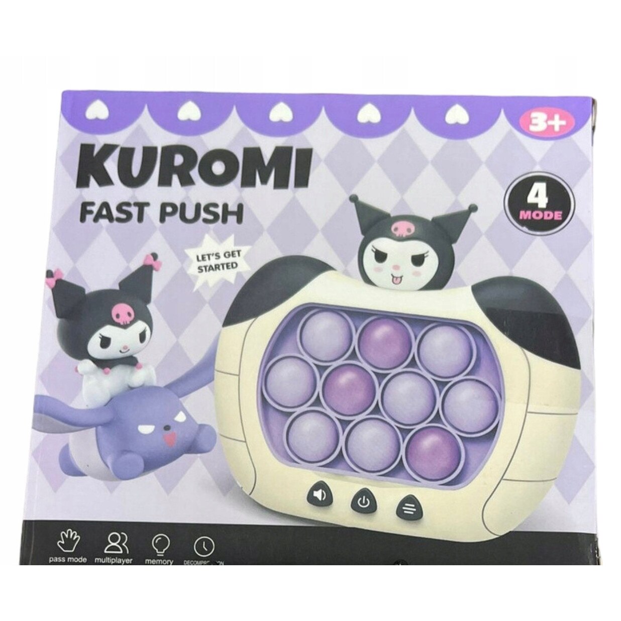 Jucarie interactiva Pop It Kuromi, 4 moduri de joc, 13,5x12,5x5