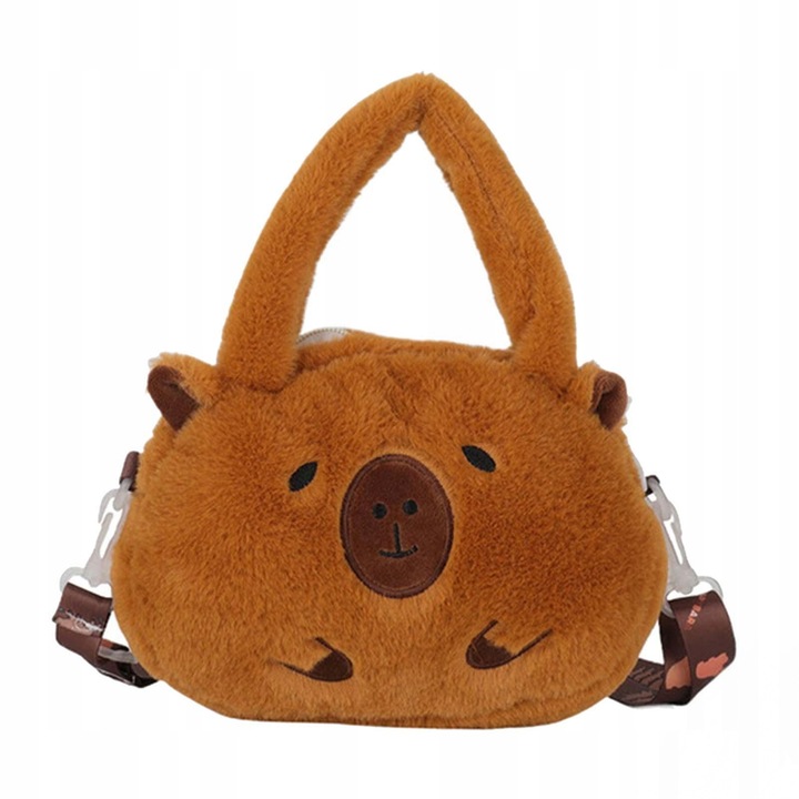 Детска плюшена чанта Kapibara, 25x16см, сладък дизайн, с регулируема презрамка