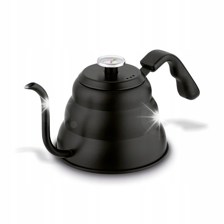 Konighoffer vízforraló hőmérővel, 1L, rozsdamentes acél, fekete, 28x14,5x13cm