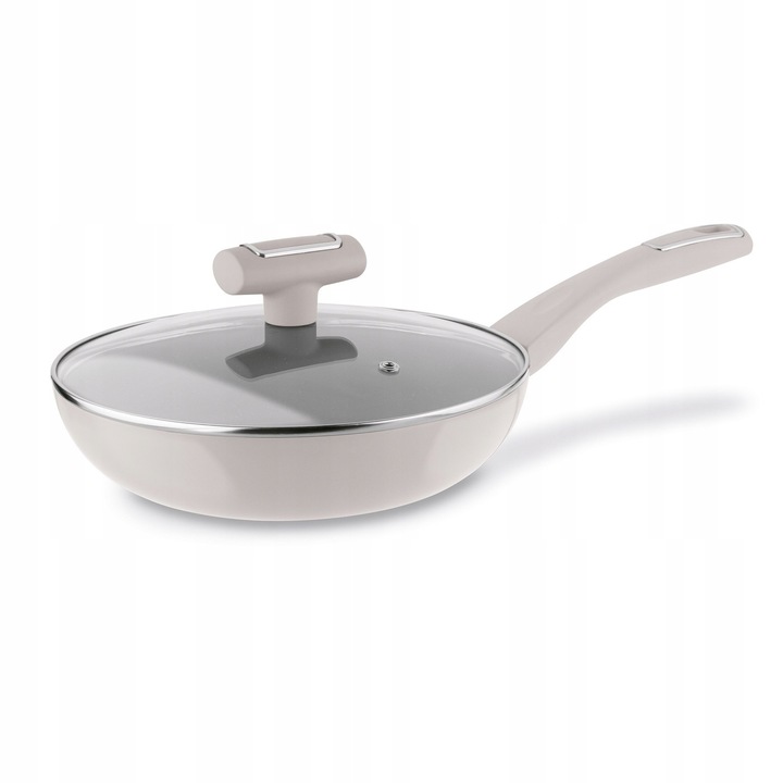 Мраморен тиган с капак Tadar Tierra Beige 24 см, алуминий, незалепващо, за индукционни котлони
