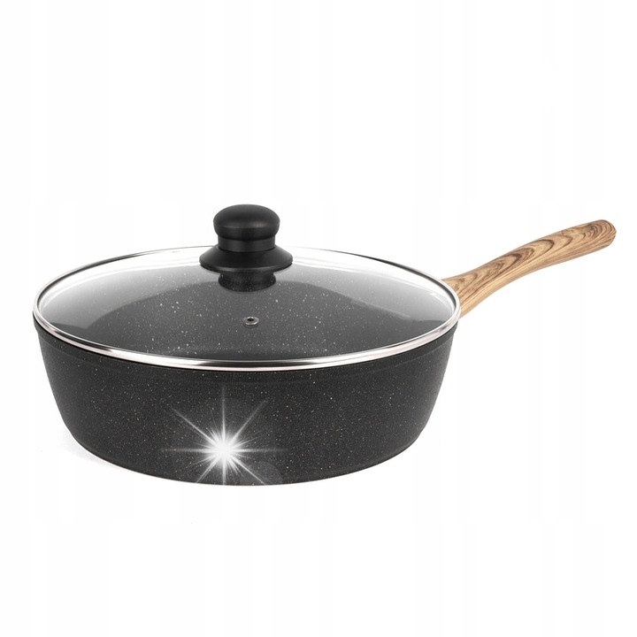 Gránit mély serpenyő, KonigHOFFER, 28 cm, fekete, 2 darabos készlet