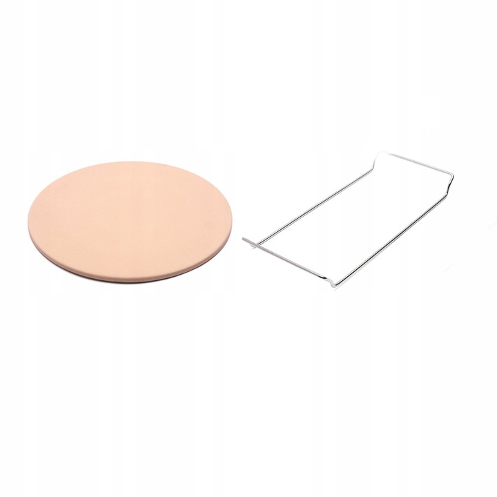 Комплект от 2 броя, камък за пица с поставка, KonigHOFFER, 33 см, кафяв цвят, материал и неръждаема стомана