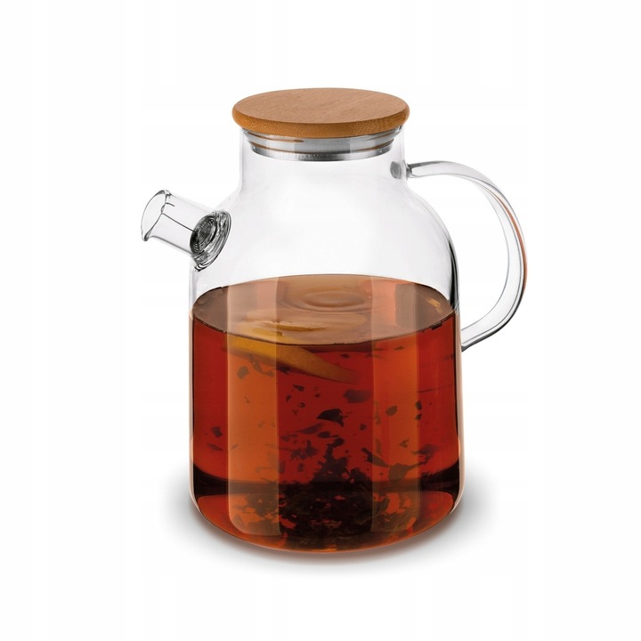 Стъклена кана Tadar Nexo 2.2L Konighoffer, прозрачна, с метална спирала и бамбуков капак