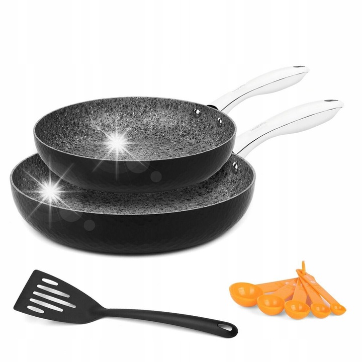 Комплект тигани Harrison 24x28 см, черно-оранжев, с шпатула и 5 мерителни лъжички, за всички видове котлони