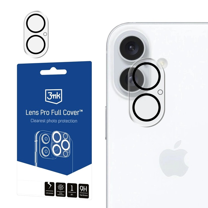 3mk Lens Pro Full Cover kamera üvegfólia iPhone 17 készülékkel kompatibilis, átlátszó