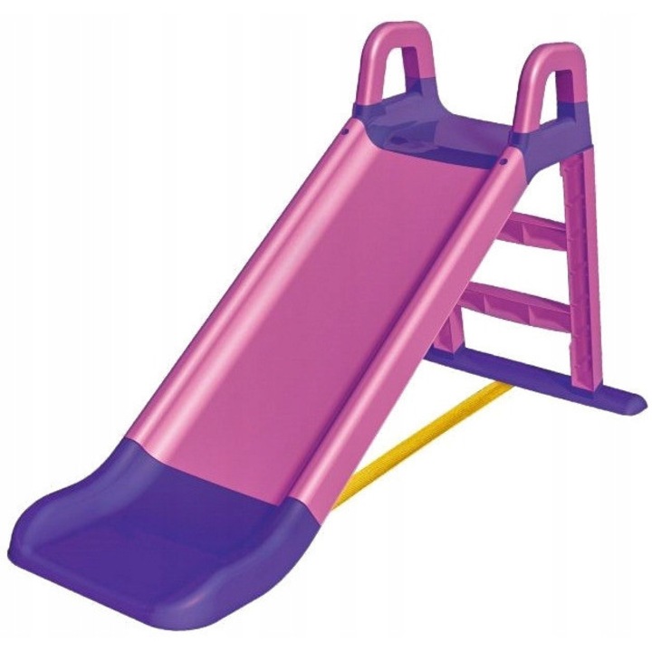 Детска пързалка 3Toysm, 147 см, розова, със стълби и дръжки, за вътрешна и външна употреба
