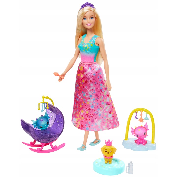 Barbie Dreamtopia babakészlet, hercegnő, mese kiegészítők, többszínű