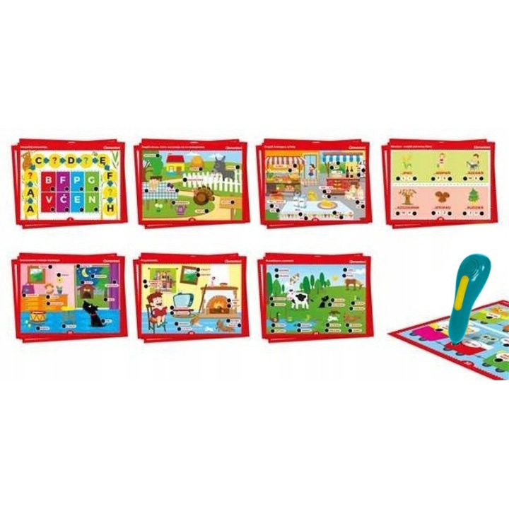 Joc pix vorbitor Clementoni, 60 sarcini, 37,3x28,5x5,4cm, 30 planse