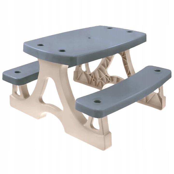 Mese de picnic pentru copii cu banci, Mochtoys, 79x78x47cm, colorat, set