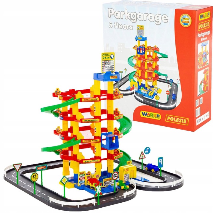 5-етажен гараж с автомобили, Полесие, асансьор, пералня, 50x19.5x56.5см, комплект с 3 коли