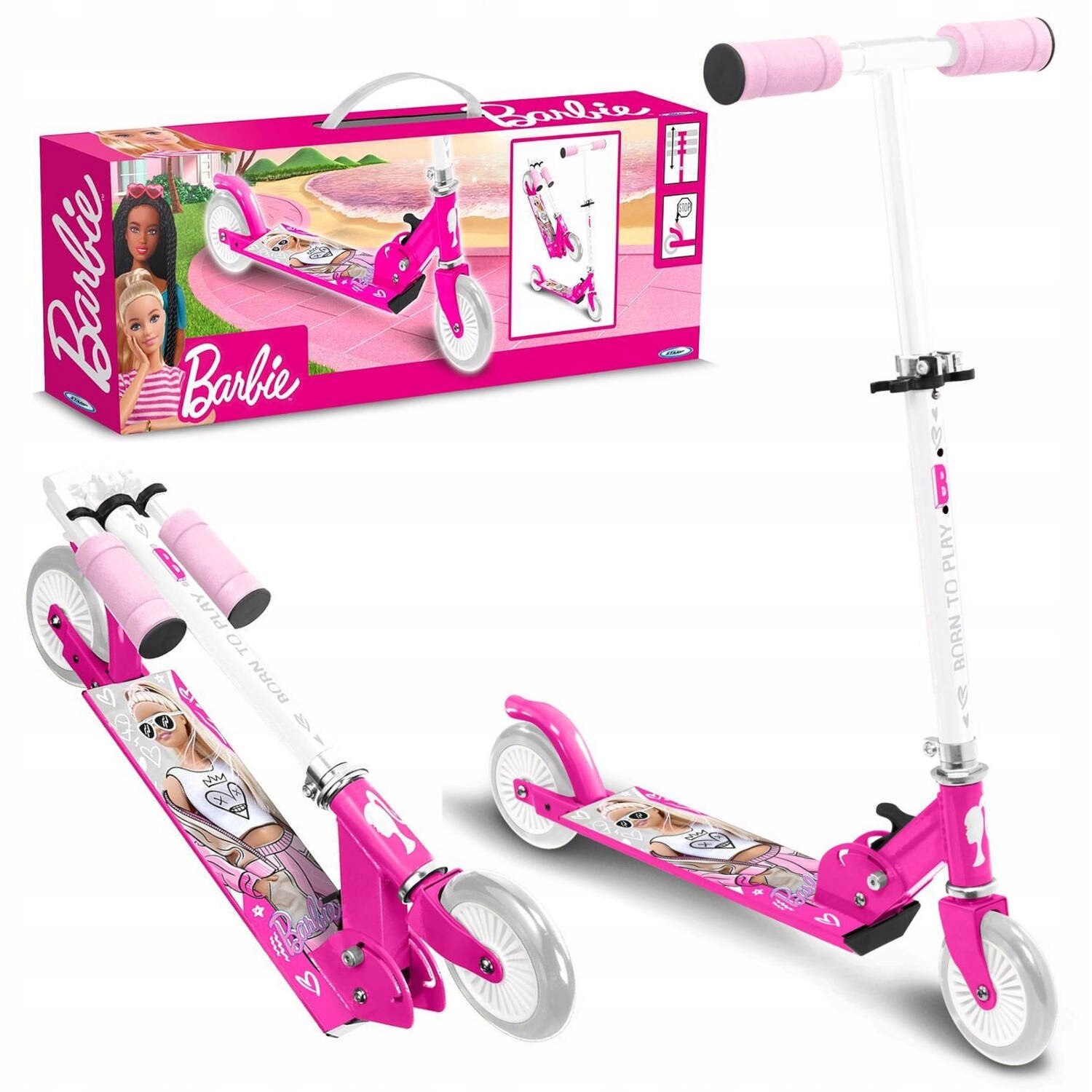 Trotineta pentru copii, Stamp, Barbie, aluminiu, roz, 10cm x 30cm