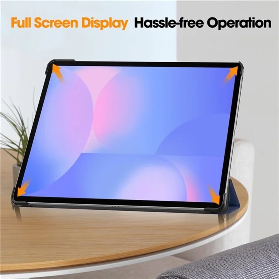Husa tableta pentru Samsung Galaxy Tab S10 FE Plus, SKYDDAR INNOVATION, cu suport Multi-Unghi si functie Sleep/Wake, FoldPro, Rosu, set cu sticker