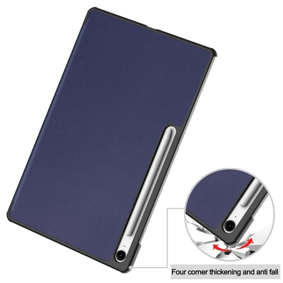 Husa tableta pentru Samsung Galaxy Tab S10 FE Plus, SKYDDAR INNOVATION, cu suport Multi-Unghi si functie Sleep/Wake, FoldPro, Rosu, set cu sticker