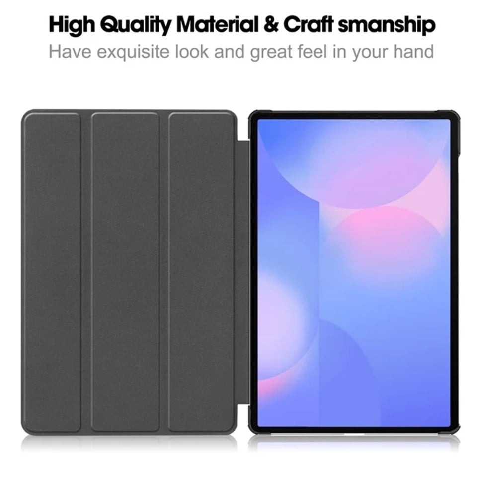 Husa tableta pentru Samsung Galaxy Tab S10 FE Plus, SKYDDAR INNOVATION, cu suport Multi-Unghi si functie Sleep/Wake, FoldPro, Rosu, set cu sticker