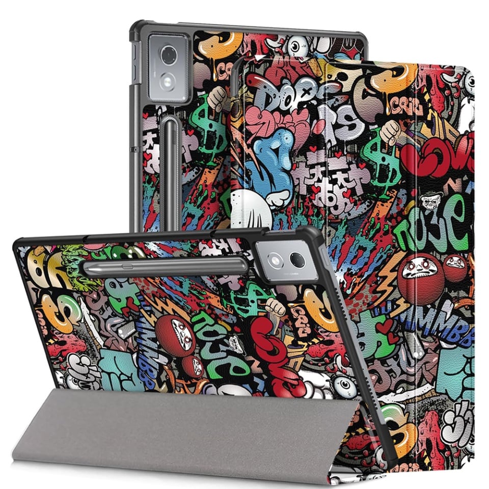 Husa tableta pentru Lenovo Idea Tab Pro 12.7 (2025), SKYDDAR INNOVATION, cu suport Multi-Unghi si functie Sleep/Wake, FoldPro, Urban vibe, set cu sticker