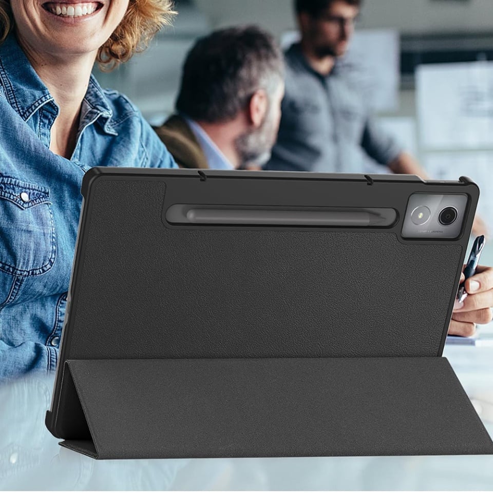 Husa tableta pentru Lenovo Idea Tab Pro 12.7 (2025), SKYDDAR INNOVATION, cu suport Multi-Unghi si functie Sleep/Wake, FoldPro, Roz, set cu sticker